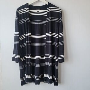 J. Jill Wearever Collection women's Open Front Cardigan size M Black Striped